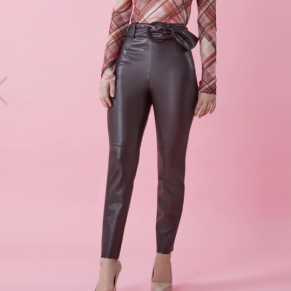 BCBG Faux Leather Belted Pant